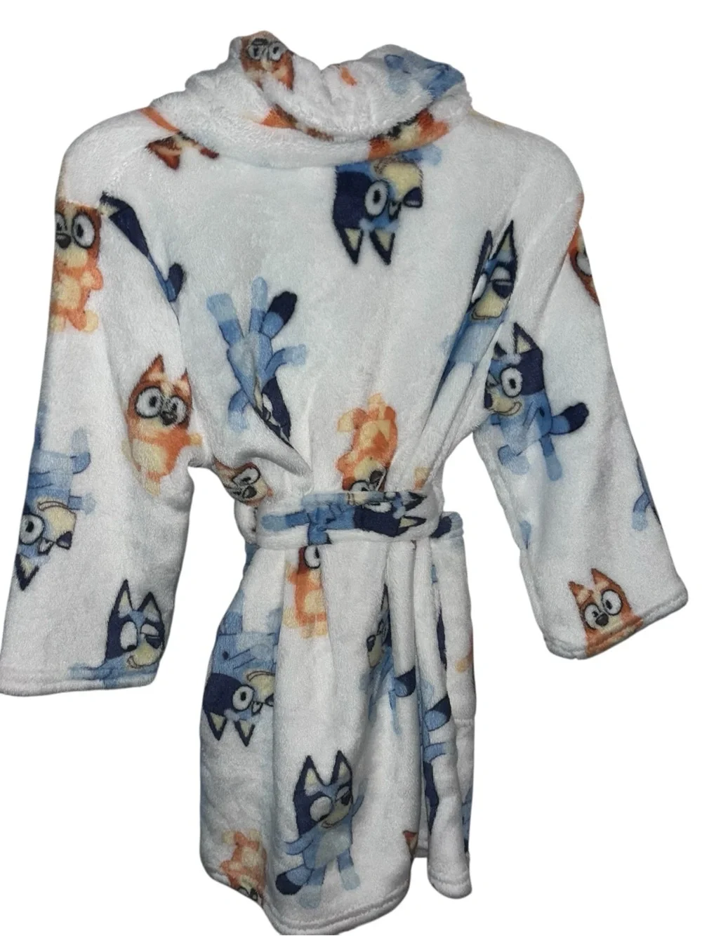 White Plush Bluey & Bingo Toddler Kids Bath Robe 2T